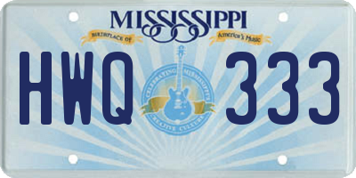 MS license plate HWQ333