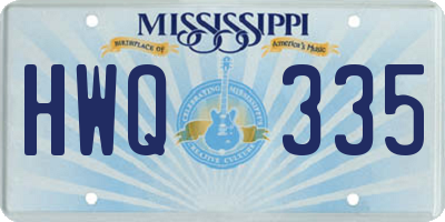 MS license plate HWQ335