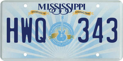 MS license plate HWQ343