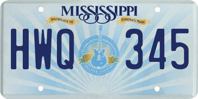 MS license plate HWQ345