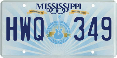 MS license plate HWQ349