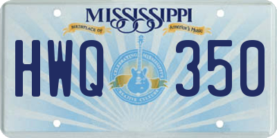MS license plate HWQ350
