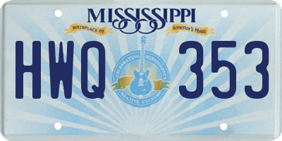 MS license plate HWQ353
