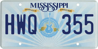 MS license plate HWQ355
