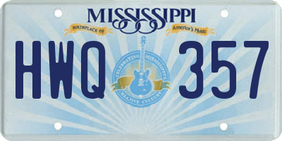 MS license plate HWQ357