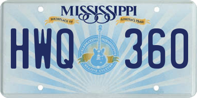 MS license plate HWQ360