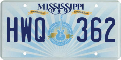 MS license plate HWQ362