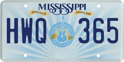 MS license plate HWQ365