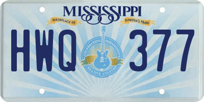 MS license plate HWQ377