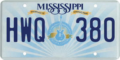 MS license plate HWQ380