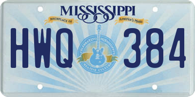 MS license plate HWQ384