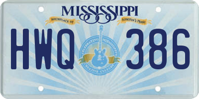 MS license plate HWQ386