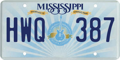 MS license plate HWQ387
