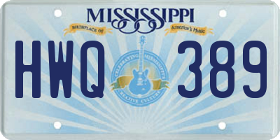 MS license plate HWQ389