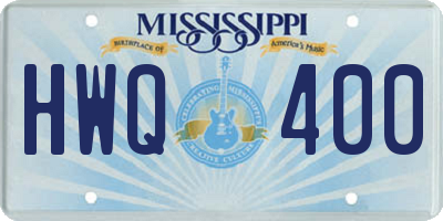 MS license plate HWQ400