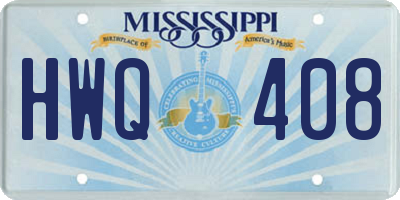 MS license plate HWQ408