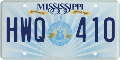 MS license plate HWQ410