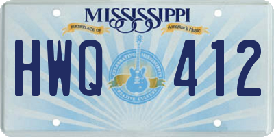 MS license plate HWQ412