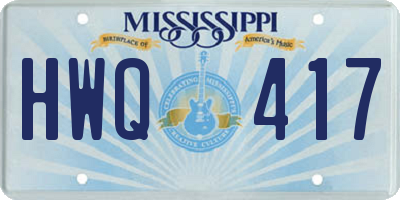 MS license plate HWQ417