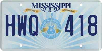 MS license plate HWQ418
