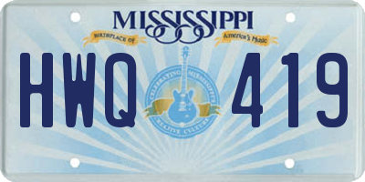 MS license plate HWQ419