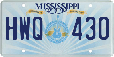 MS license plate HWQ430
