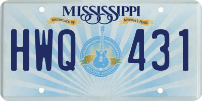 MS license plate HWQ431