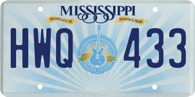 MS license plate HWQ433