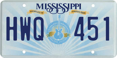 MS license plate HWQ451