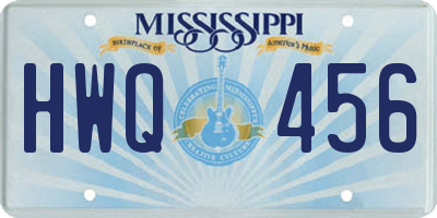 MS license plate HWQ456