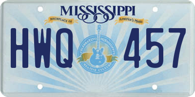 MS license plate HWQ457