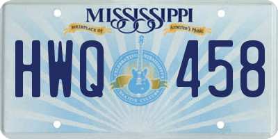 MS license plate HWQ458