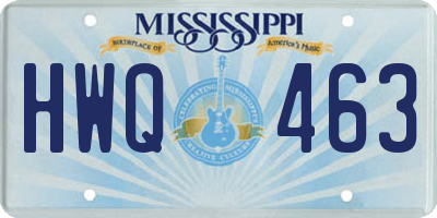 MS license plate HWQ463