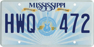 MS license plate HWQ472
