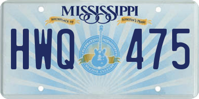 MS license plate HWQ475