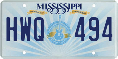 MS license plate HWQ494