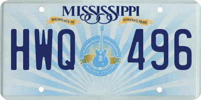 MS license plate HWQ496