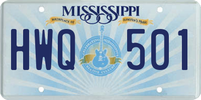 MS license plate HWQ501
