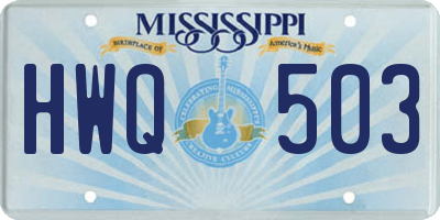 MS license plate HWQ503