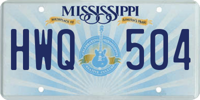 MS license plate HWQ504