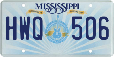 MS license plate HWQ506