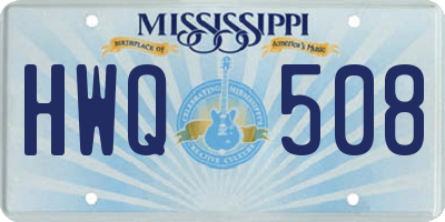 MS license plate HWQ508