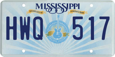 MS license plate HWQ517