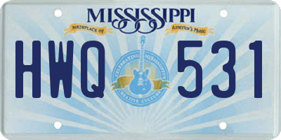 MS license plate HWQ531