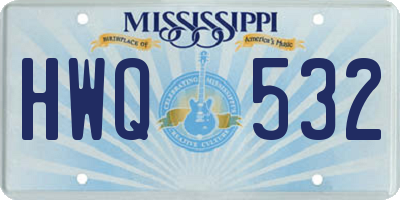 MS license plate HWQ532