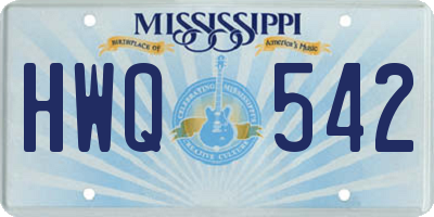MS license plate HWQ542