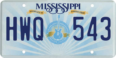 MS license plate HWQ543
