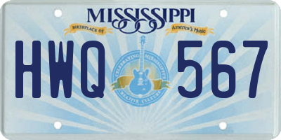 MS license plate HWQ567