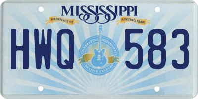 MS license plate HWQ583