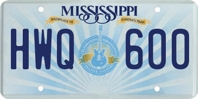 MS license plate HWQ600